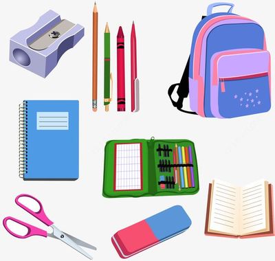 卡通學生學習用品和文具盒免摳素材_新圖網.