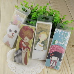 韓國文具pp盒裝書簽卡片留言卡女孩與貓系列30張4款選